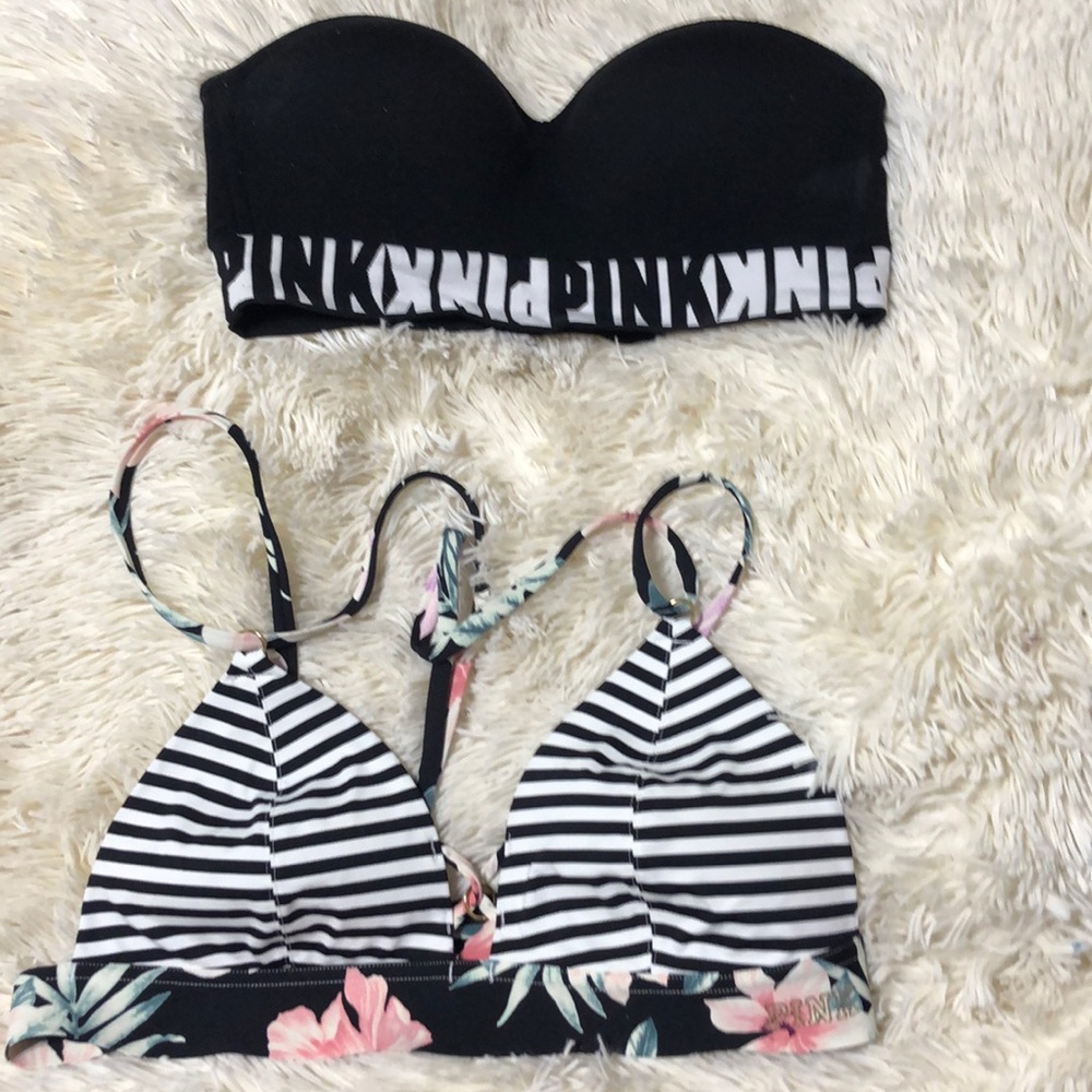 PINK strapless bra and bralette SET